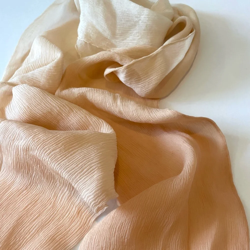 Saks Fifth Avenue Ombre Peach to Cream Silk Scarf
